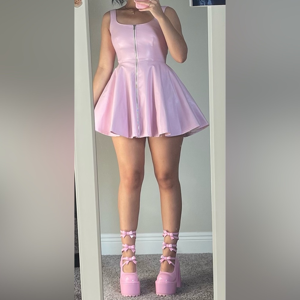 Pink Vegan Leather Dollskill dress.
